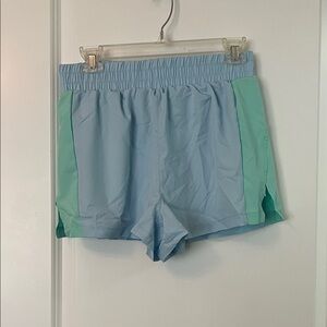 SHEIN Two-Tone Athletic Shorts in Blue and Green